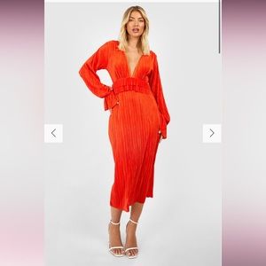 Boohoo orange midi dress size 12